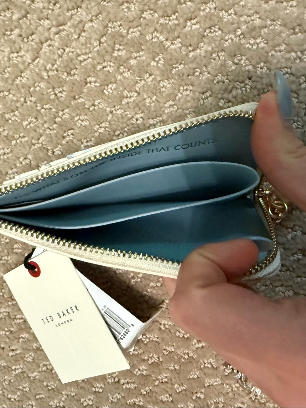 New! Ted Baker Pastel Floral Zip Card Holder Wallet - Picture 5 of 7